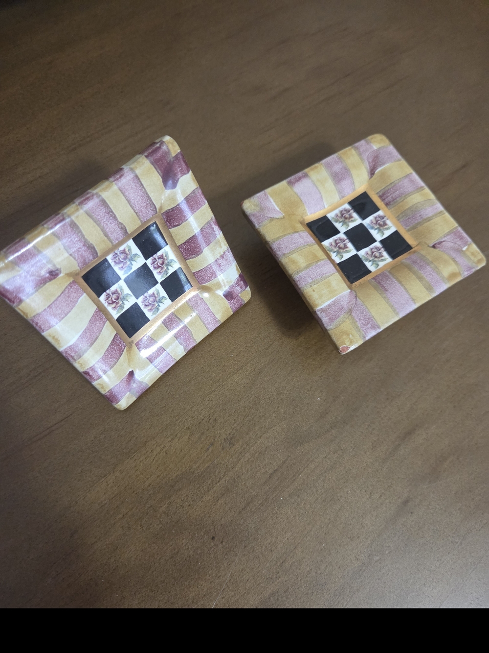 Pair Of Vintage MacKenzie-Childs Drawer Pulls - Retired Torquay "Frank Mustard"